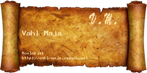 Vahl Maja névjegykártya